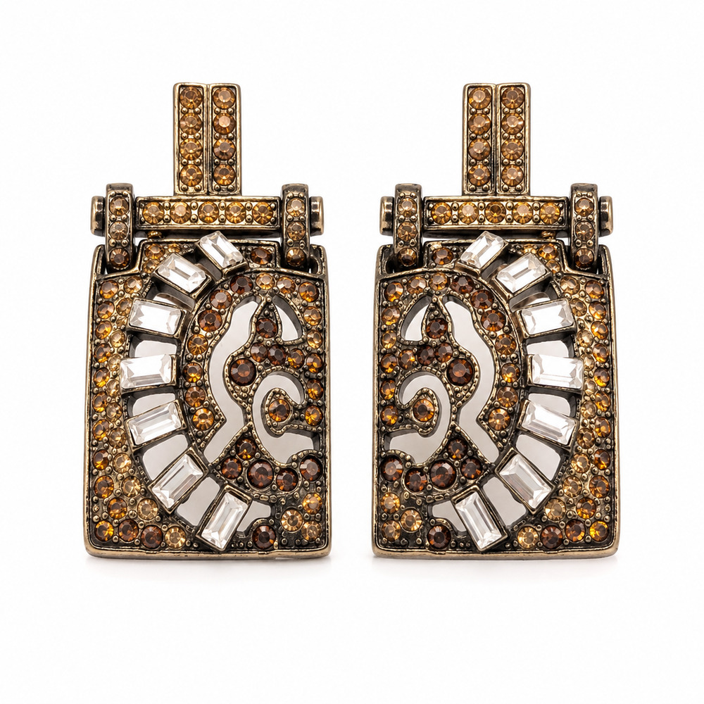 Sweet Romance Cafe Society Earrings Topaz Crystal Art Deco Vintage Style Posts
